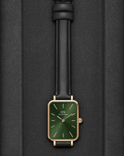  Shop Authentic Daniel Wellington Quadro Pressed Melrose Emerald Green Dial Black Leather Strap Watch For Women - DW00100446 - Luxxuri