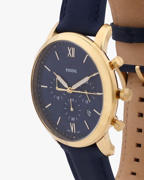  Shop Authentic Fossil Neutra Chronograph Blue Dial Blue Leather Strap Watch for Men - FS5790 - Luxxuri