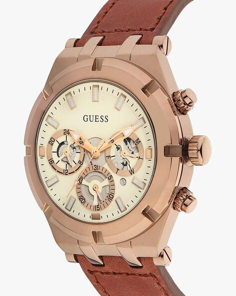  Shop Authentic Guess Analog Multifunction White Dial Brown Leather Strap Watch for Men - GW0262G3 - Luxxuri