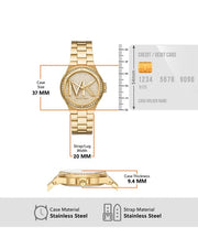  Shop Authentic Michael Kors Lennox Three Hand Gold Dial Gold Steel Strap Watch For Women - MK7229 - Luxxuri