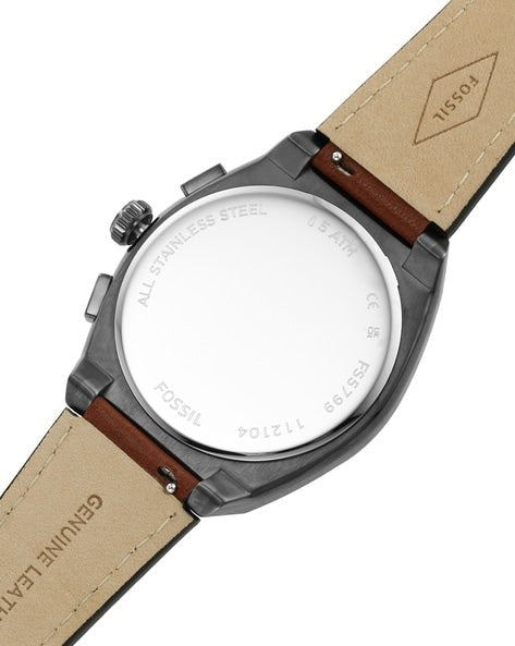  Shop Authentic Fossil Everett Chronograph Grey Dial Brown Leather Strap Watch for Men - FS5799 - Luxxuri