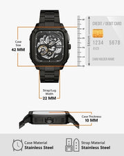  Shop Authentic Fossil Inscription Automatic Skeleton Black Dial Black Steel Strap Watch for Men - BQ2574 - Luxxuri