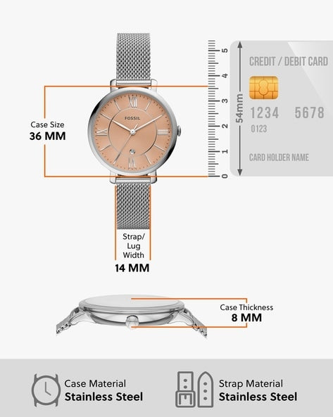  Shop Authentic Fossil Jacqueline Three Hand Pink Dial Silver Mesh Strap Watch for Women - ES5089 - Luxxuri