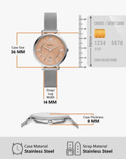  Shop Authentic Fossil Jacqueline Three Hand Pink Dial Silver Mesh Strap Watch for Women - ES5089 - Luxxuri