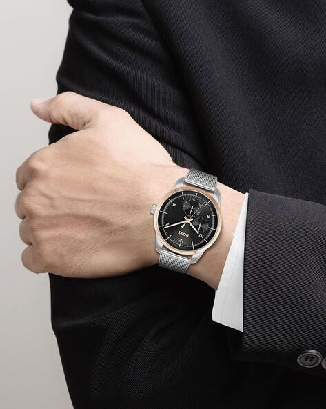  Shop Authentic Hugo Boss Sophio Black Dial Silver Mesh Bracelet Watch for Men -1513961 - Luxxuri
