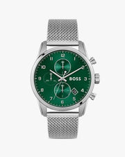  Shop Authentic Hugo Boss Skymaster Green Dial Silver Mesh Bracelet Watch for Men - 1513938 - Luxxuri