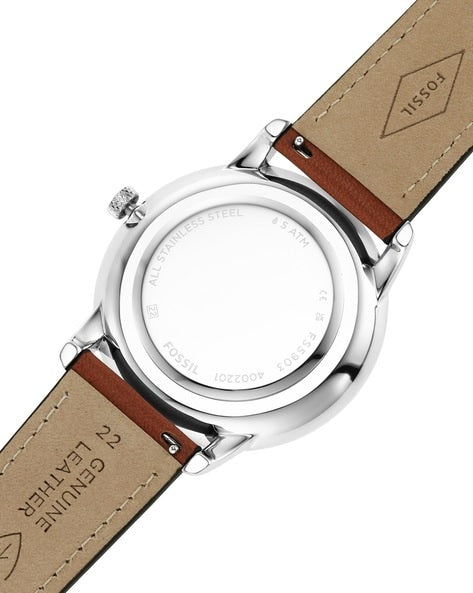  Shop Authentic Fossil Neutra Minimalist Moonphase Blue Dial Brown Leather Strap Watch for Men - FS5903 - Luxxuri