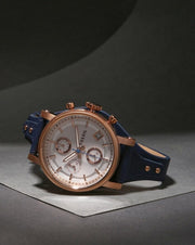 Shop Authentic Fossil Original Boyfriend Chronograph White Dial Navy Blue Leather Strap Watch for Women - ES3838 - Luxxuri