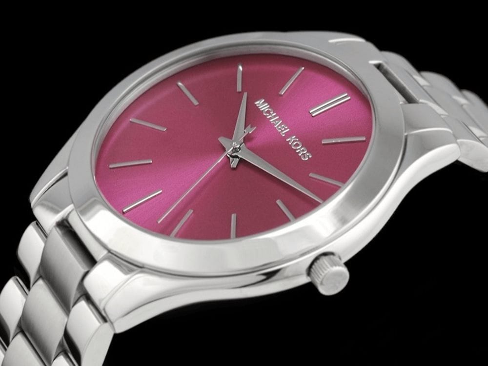  Shop Authentic Michael Kors Slim Runway Quartz Pink Dial Silver Steel Strap Watch For Women - MK3291 - Luxxuri
