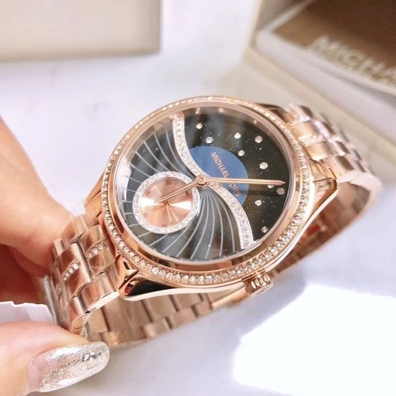  Shop Authentic Michael Kors Lauryn Blue Dial Rose Gold Steel Strap Watch for Women - MK3723 - Luxxuri