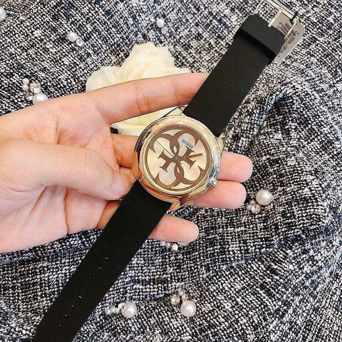  Shop Authentic Guess G Twist Gold Dial Black Leather Strap Watch for Women - W0911L3 - Luxxuri