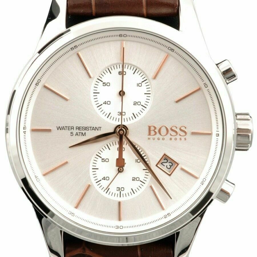  Shop Authentic Hugo Boss Jet Chronograph Quartz Silver Dial Brown Leather Strap Watch For Men - HB1513280 - Luxxuri
