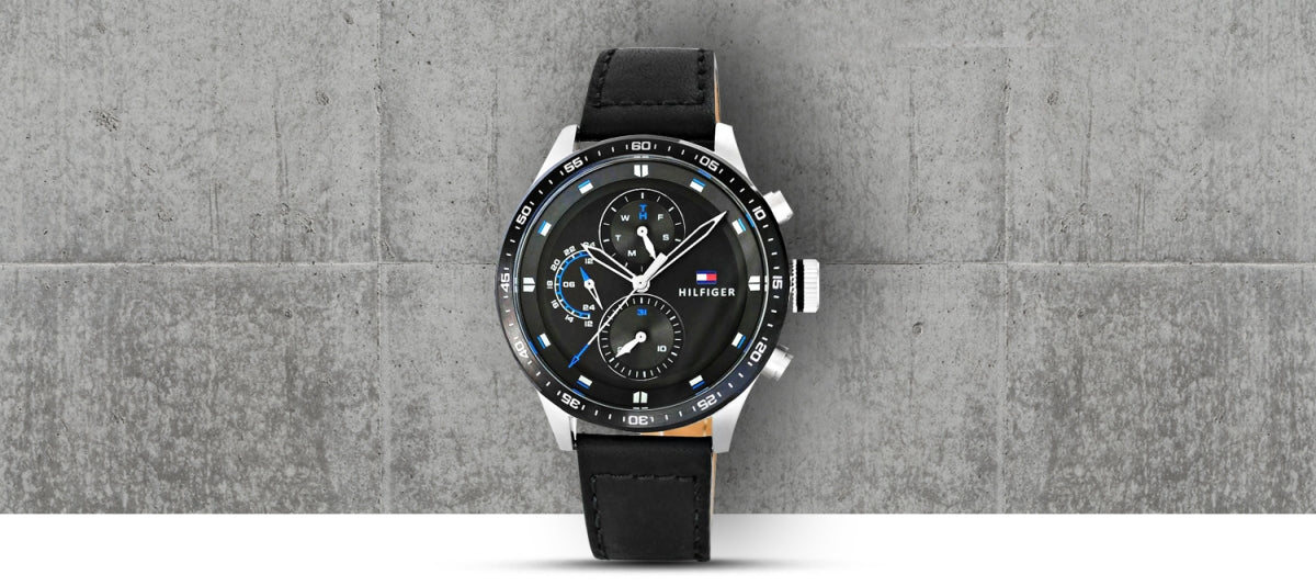  Shop Authentic Tommy Hilfiger Trent Chronograph Quartz Black Dial Black Leather Strap Watch For Men - 1791810 - Luxxuri