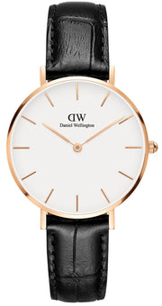  Shop Authentic Daniel Wellington Petite Reading White Dial Black Leather Strap Watch For Women - DW00100173 - Luxxuri