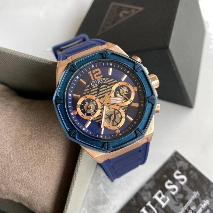  Shop Authentic Guess Momentum Chronograph Blue Dial Blue Rubber Strap Watch for Men - GW0263G2 - Luxxuri