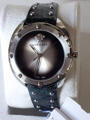  Shop Authentic Versace Shadov Quartz Silver Dial Black Snake Leather Strap Watch for Women - VEBM00118 - Luxxuri