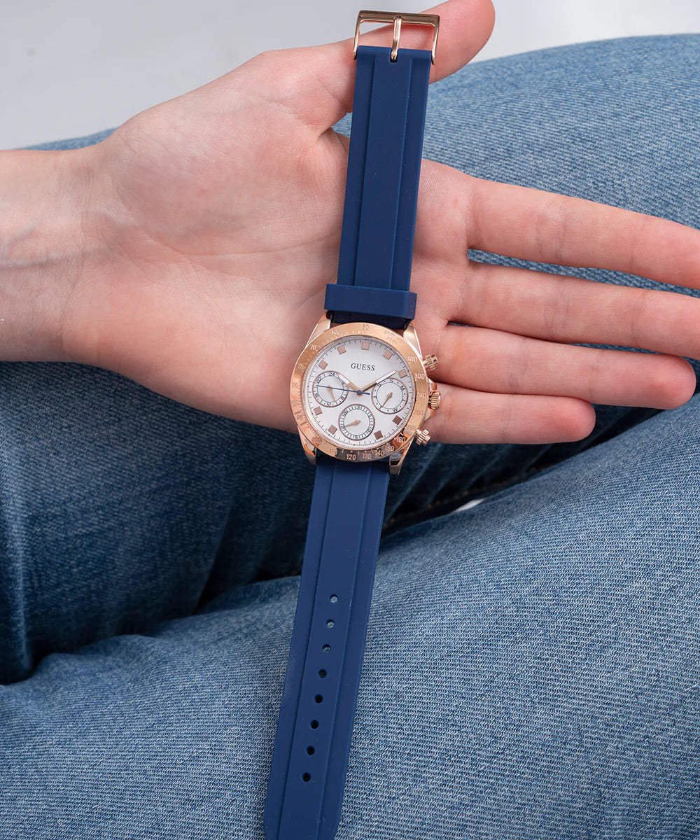  Shop Authentic Guess Eclipse White Dial Blue Rubber Strap Watch for Women - GW0315L2 - Luxxuri