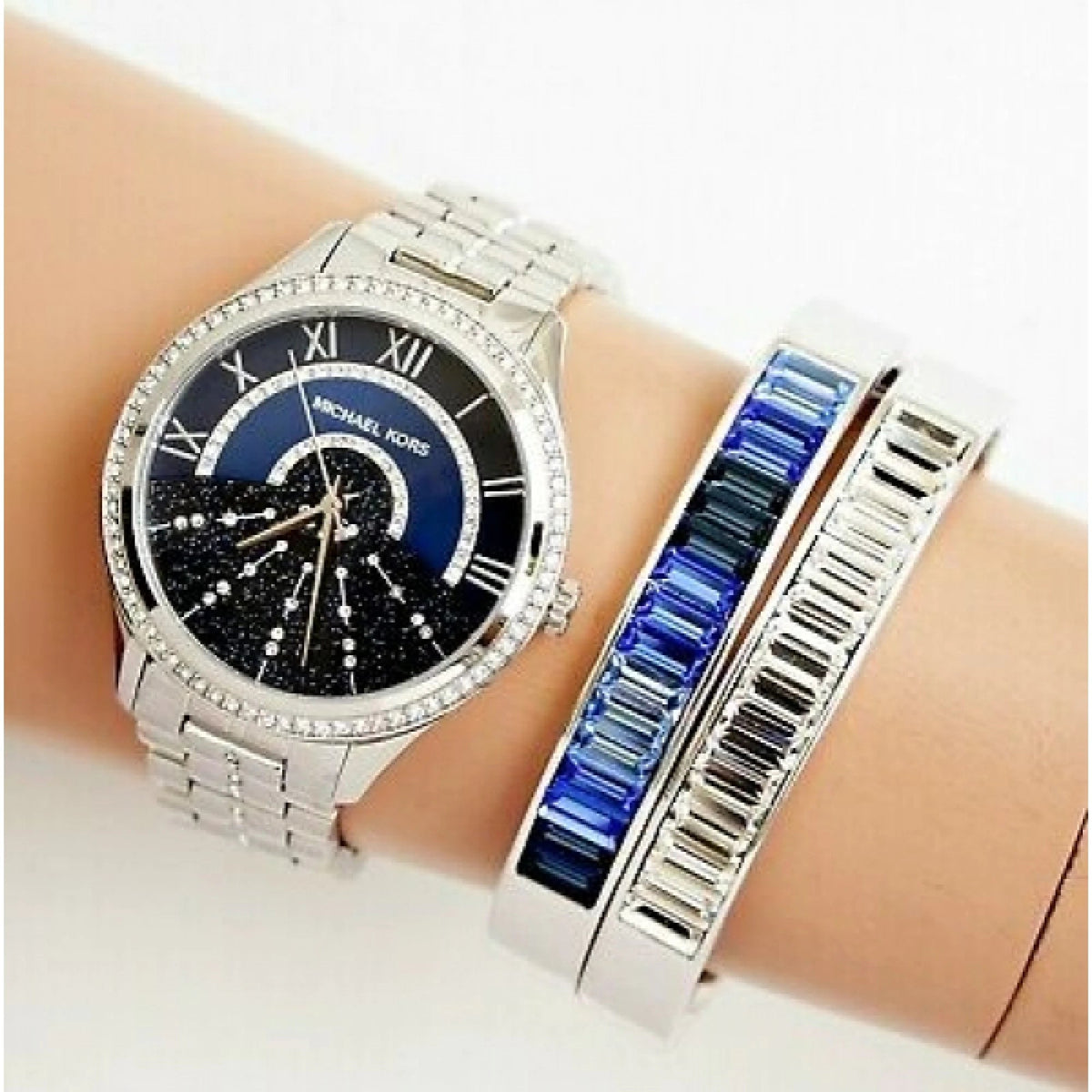  Shop Authentic Michael Kors Lauryn Blue Dial Silver Steel Strap Watch for Women - MK3720 - Luxxuri