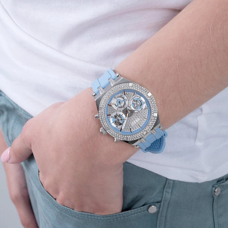  Shop Authentic Guess Heiress Diamonds Blue Dial Blue Rubber Strap Watch for Women - GW0407L1 - Luxxuri