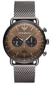  Shop Authentic Emporio Armani Aviator Brown Dial Grey Mesh Bracelet Watch For Men - AR11141 - Luxxuri