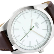 Lacoste Edmonton White Dial Brown Leather Strap Watch for Men - 2010893
