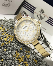  Shop Authentic Fossil Riley White Dial Two Tone Steel Strap Watch for Women - ES3204 - Luxxuri
