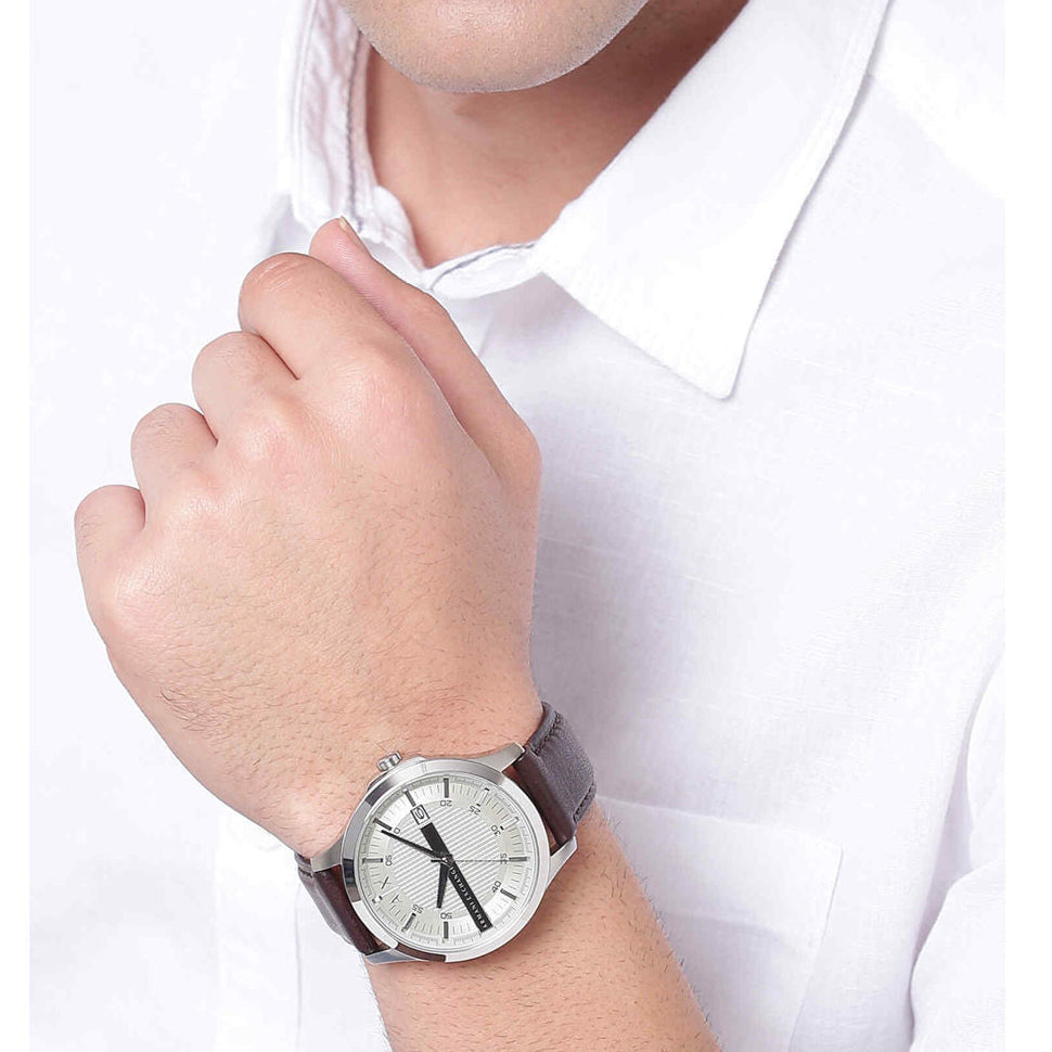  Shop Authentic Armani Exchange Whitman Silver Dial Brown Leather Strap Watch For Men - AX2100 - Luxxuri