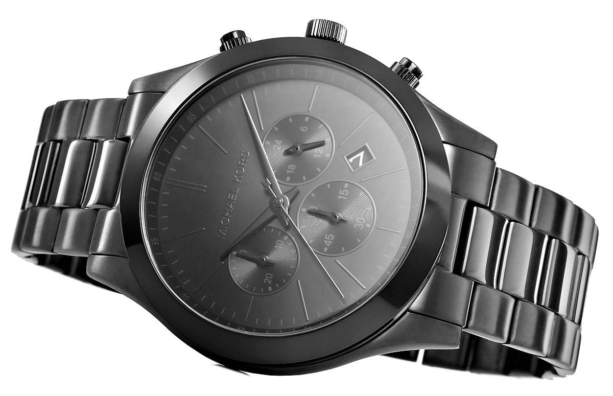  Shop Authentic Michael Kors Slim Runway Chronograph Black Dial Black Steel Strap Watch For Men - MK8919 - Luxxuri