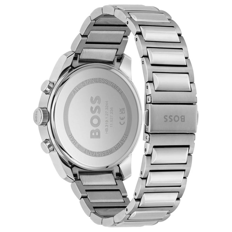  Shop Authentic Hugo Boss Trace Chronograph Quartz Blue Dial Silver Steel Strap Watch For Men - 1514007 - Luxxuri