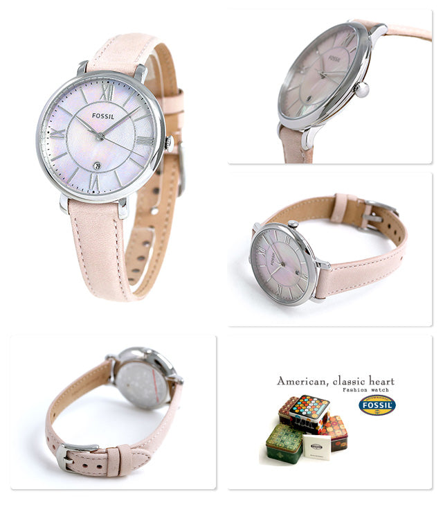  Shop Authentic Fossil Jacqueline Blush Mother of Pearl Dial Pink Leather Strap Watch for Women - ES4151 - Luxxuri