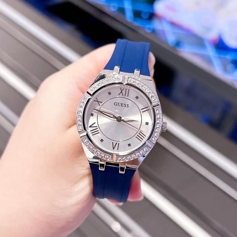  Shop Authentic Guess Cosmo Diamonds Silver Dial Blue Rubber Strap Watch for Women - GW0034L5 - Luxxuri