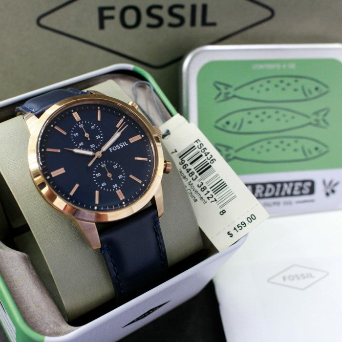  Shop Authentic Fossil Townsman Chronograph Blue Dial Blue Leather Strap Watch for Men - FS5436 - Luxxuri