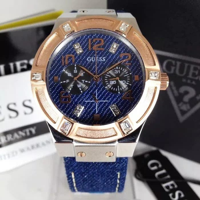  Shop Authentic Guess Jet Setter Analog Blue Dial Blue Denim Strap Watch For Women - W0289L1 - Luxxuri