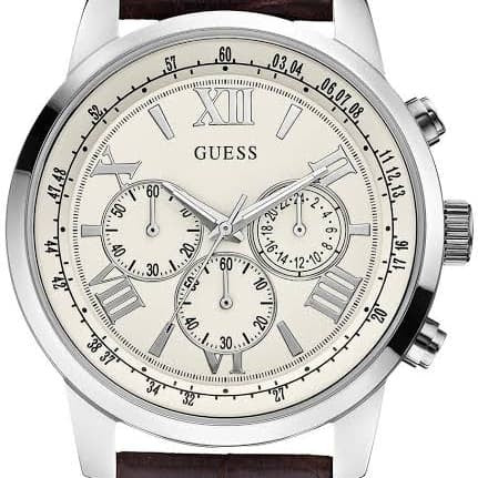  Shop Authentic Guess Horizon Chronograph White Dial Brown Leather Strap Watch For Men - W0380G2 - Luxxuri