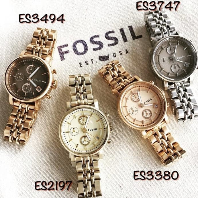  Shop Authentic Fossil Boyfriend Chronograph Brown Dial Silver Steel Strap Watch for Women - ES3747 - Luxxuri