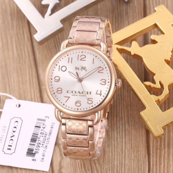 Coach Delancey White Dial Rose Gold Steel Strap Watch for Women - 14502497