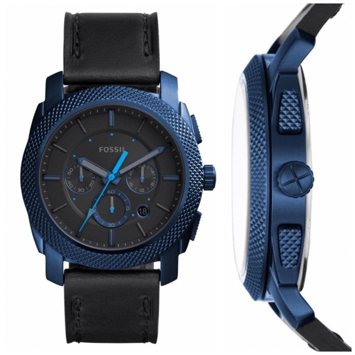  Shop Authentic Fossil Machine Chronograph Black Dial Black Leather Strap Watch for Men - FS5361 - Luxxuri