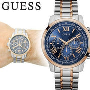  Shop Authentic Guess Horizon Chronograph Blue Dial Two Tone Steel Strap Watch For Men - W0379G7 - Luxxuri