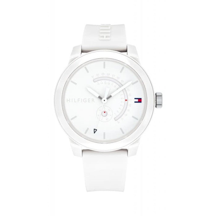  Shop Authentic Tommy Hilfiger Denim White Dial White Rubber Strap Watch for Men - 1791558 - Luxxuri