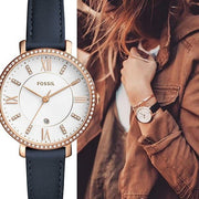  Shop Authentic Fossil Jacqueline White Dial Blue Leather Strap Watch for Women - ES4291 - Luxxuri