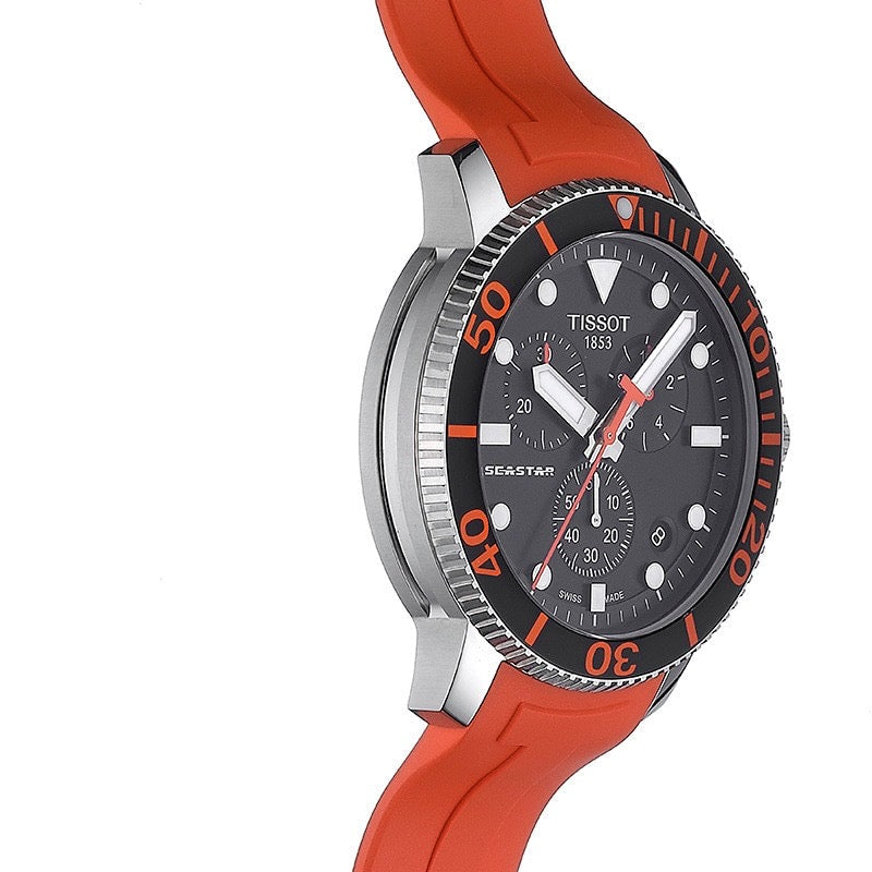 Shop Authentic Tissot Seastar 1000 Chronograph Black Dial Orange Rubber Strap Watch For Men - T120.417.17.051.01 - Luxxuri