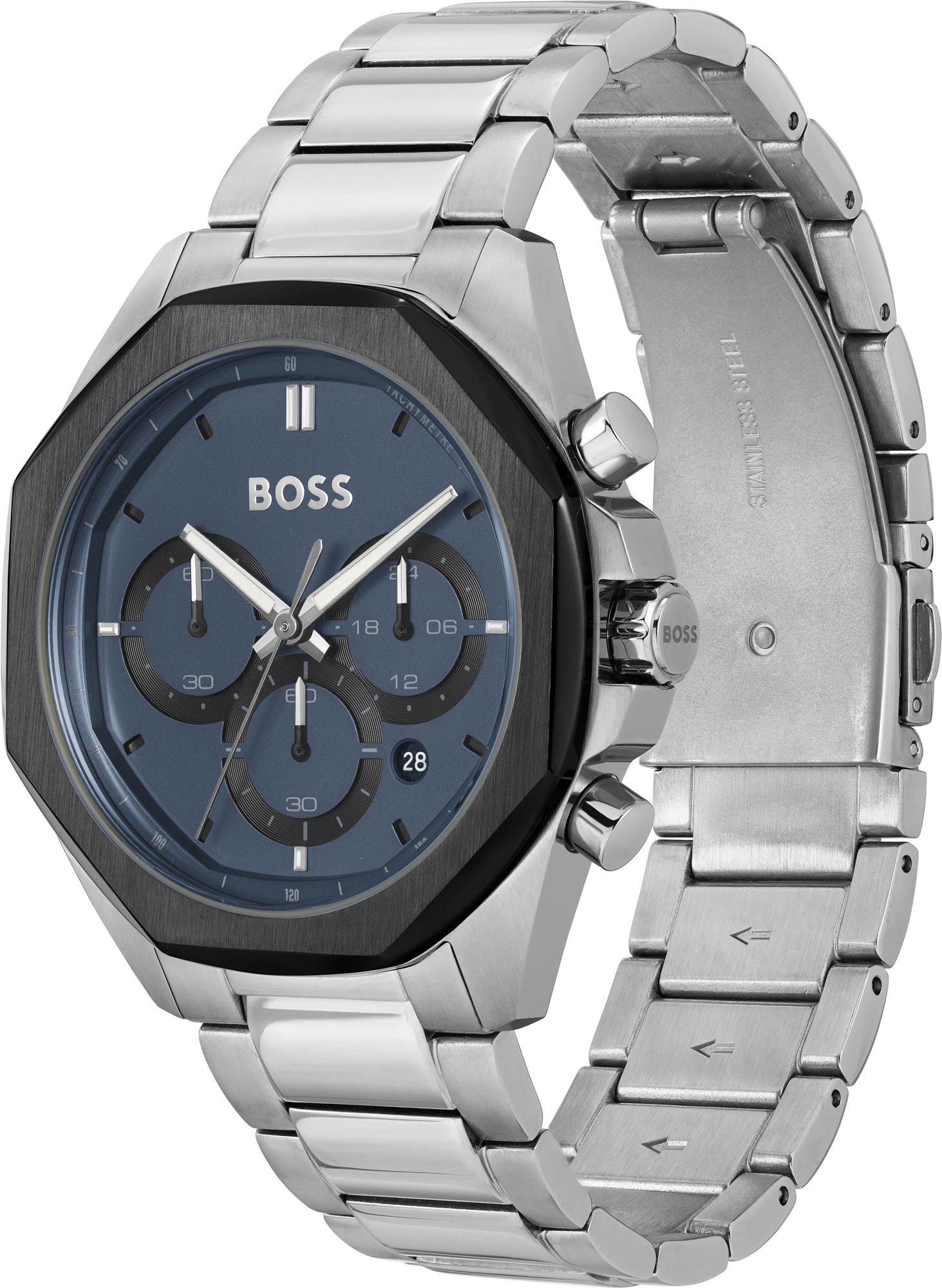  Shop Authentic Hugo Boss Cloud Chronograph Blue Dial Silver Steel Strap Watch For Men - 1514015 - Luxxuri