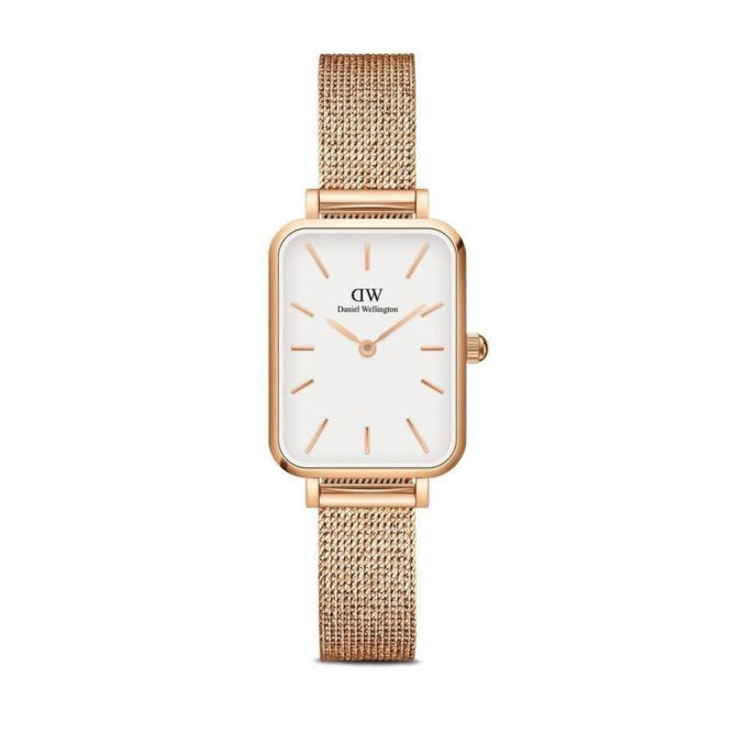  Shop Authentic Daniel Wellington Quadro Pressed Melrose White Dial Rose Gold Mesh Strap Watch For Women - DW00100465 - Luxxuri