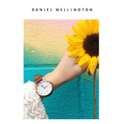  Shop Authentic Daniel Wellington Dapper Bristol White Dial Brown Leather Strap Watch For Women - DW00100098 - Luxxuri
