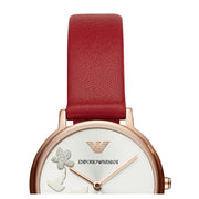  Shop Authentic Emporio Armani Kappa Classic Quartz Silver Dial Red Leather Strap Watch For Women - AR11114 - Luxxuri