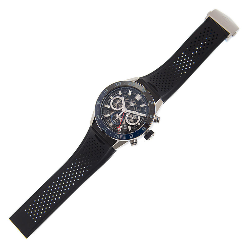  Shop Authentic Tag Heuer Carrera Automatic Chronograph Steel & Ceramic Black Dial Black Rubber Strap Watch for Men - CBG2A1Z.FT6157 - Luxxuri
