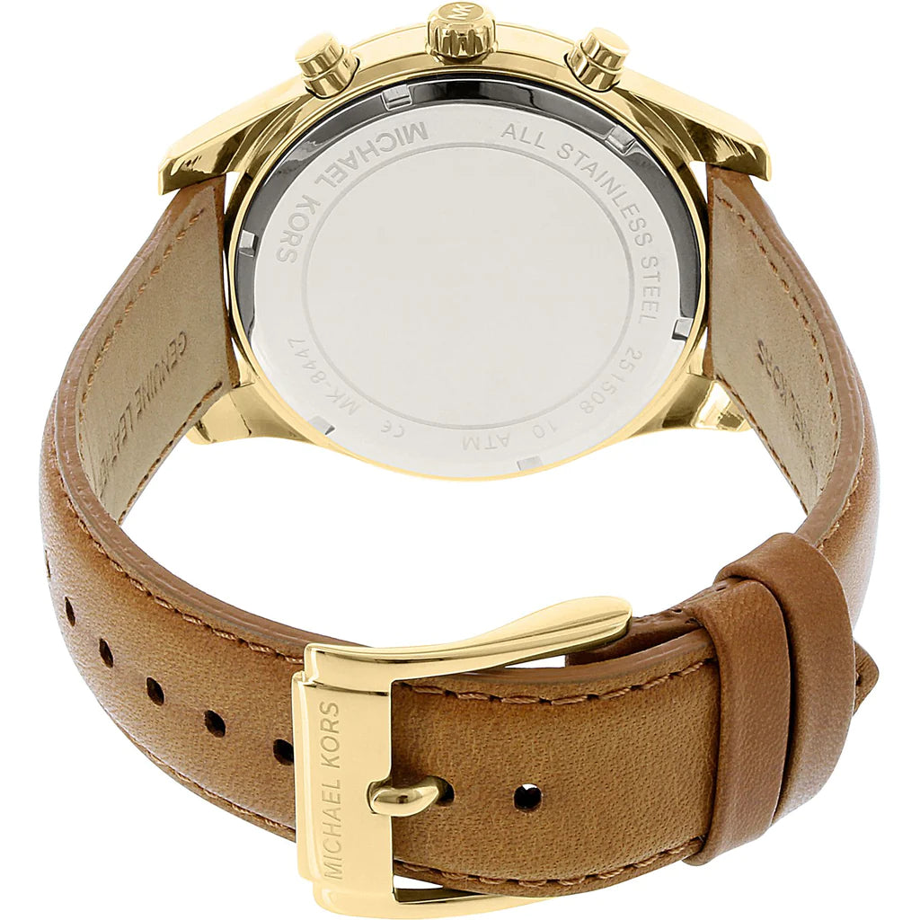  Shop Authentic Michael Kors Lexington Chronograph Gold Dial Brown Leather Strap Watch For Men - MK8447 - Luxxuri