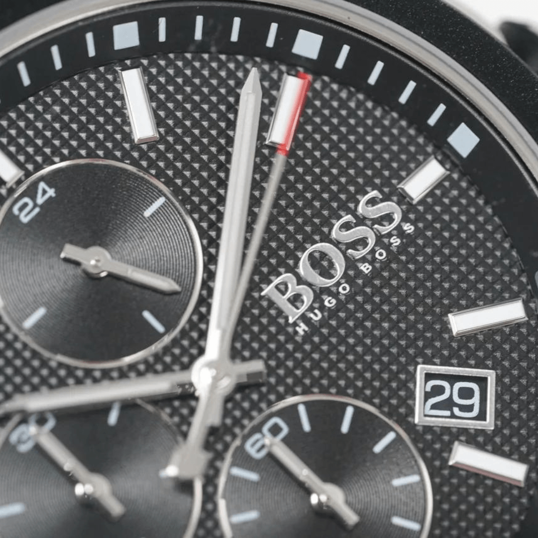  Shop Authentic Hugo Boss Velocity Black Dial Black Leather Strap Watch for Men - 1513716 - Luxxuri