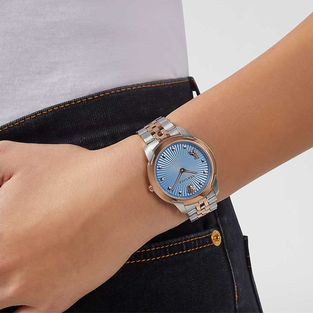  Shop Authentic Versace Audrey Quartz Blue Dial Two Tone Steel Strap Watch for Women - VELR00619 - Luxxuri