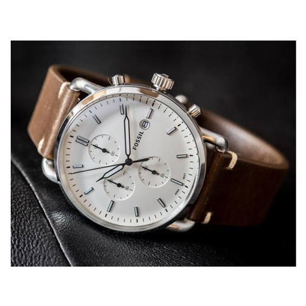  Shop Authentic Fossil The Commuter White Dial Brown Leather Strap Watch for Men - FS5402 - Luxxuri